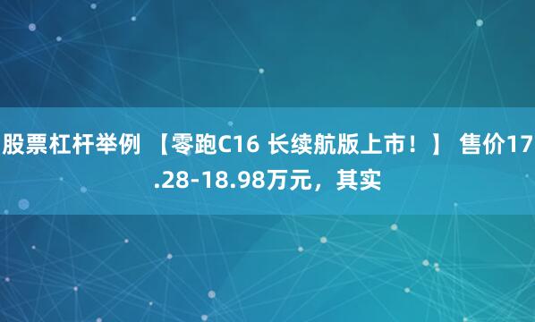 股票杠杆举例 【零跑C16 长续航版上市！】 售价17.28-18.98万元，其实