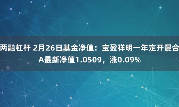 两融杠杆 2月26日基金净值：宝盈祥明一年定开混合A最新净值1.0509，涨0.09%
