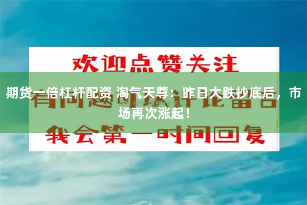 期货一倍杠杆配资 淘气天尊：昨日大跌抄底后，市场再次涨起！