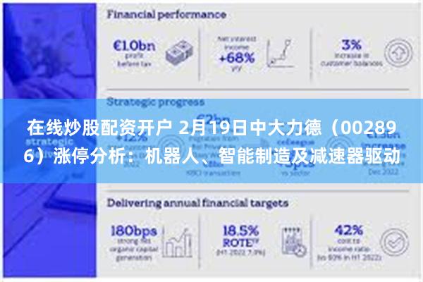 在线炒股配资开户 2月19日中大力德（002896）涨停分析：机器人、智能制造及减速器驱动